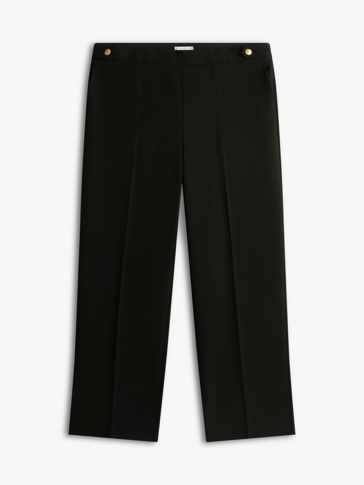 Curve Pressed Crease Straight Leg Trousers — Black