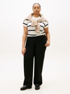 Curve Pressed Crease Straight Leg Trousers — Black 1