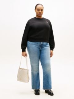 Curve Logo Embroidery Flex Fleece Sweatshirt — Black 3