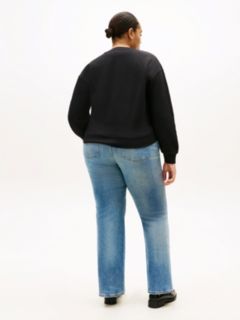 Curve Logo Embroidery Flex Fleece Sweatshirt — Black 4