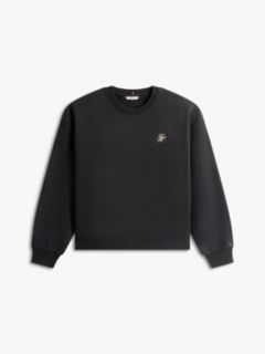 Curve Logo Embroidery Flex Fleece Sweatshirt — Black 5