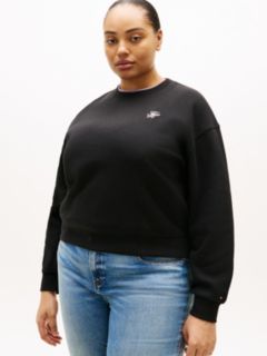 Curve Logo Embroidery Flex Fleece Sweatshirt — Black 1