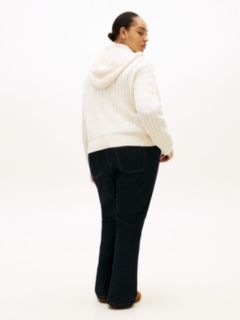 Curve Cable Knit Zip-Thru Hoody — Beige 4