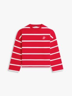 Curve Logo Embroidery Terry Crew Neck Sweatshirt — Red 5