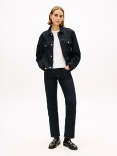 Flag Embroidery Pleated Denim Jacket — Blue 3