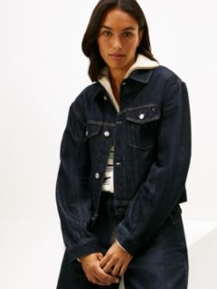 Flag Embroidery Pleated Denim Jacket — Blue 4