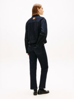 Flag Embroidery Pleated Denim Jacket — Blue 5