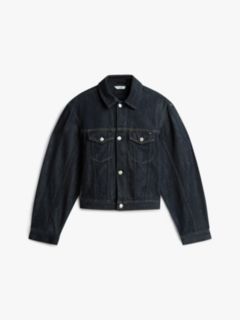 Flag Embroidery Pleated Denim Jacket — Blue 6