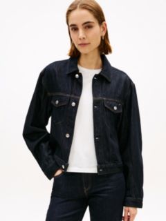 Flag Embroidery Pleated Denim Jacket — Blue 1
