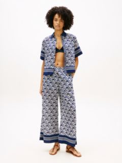 Relaxed Fit Print Voile Shirt With Silk — Blue 3
