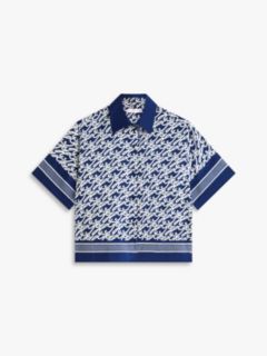 Relaxed Fit Print Voile Shirt With Silk — Blue 5