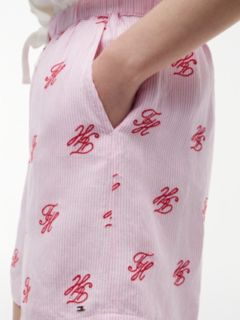 Linen Blend Print Relaxed Shorts — Pink 3