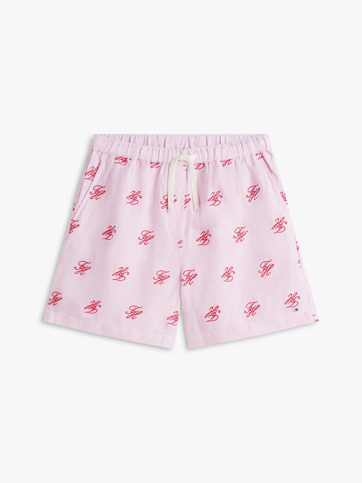 Linen Blend Print Relaxed Shorts — Pink