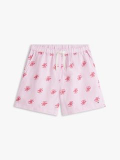 Linen Blend Print Relaxed Shorts — Pink 5