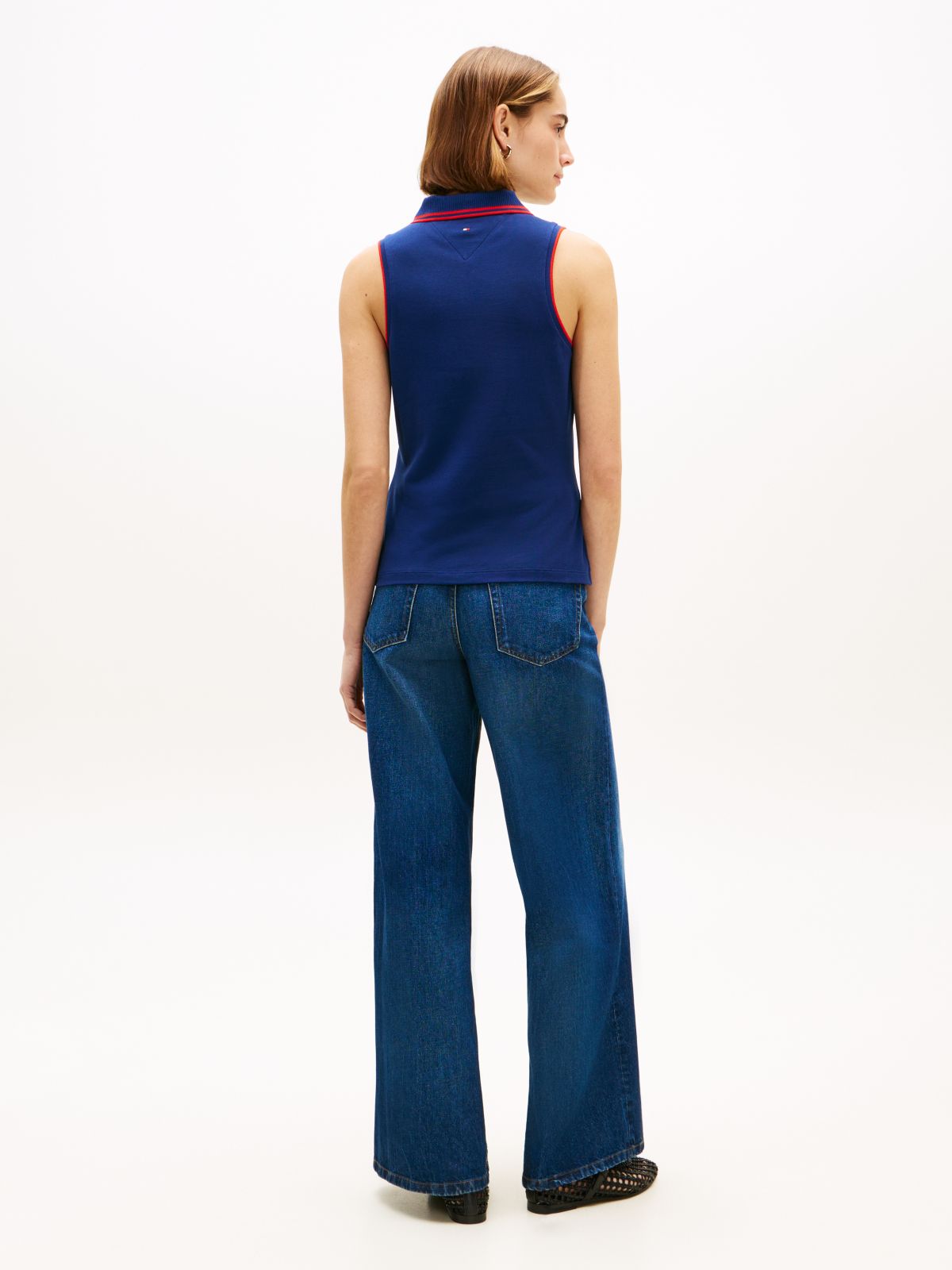 1985 Slim Fit Pique Sleeveless Polo Shirt — Blue