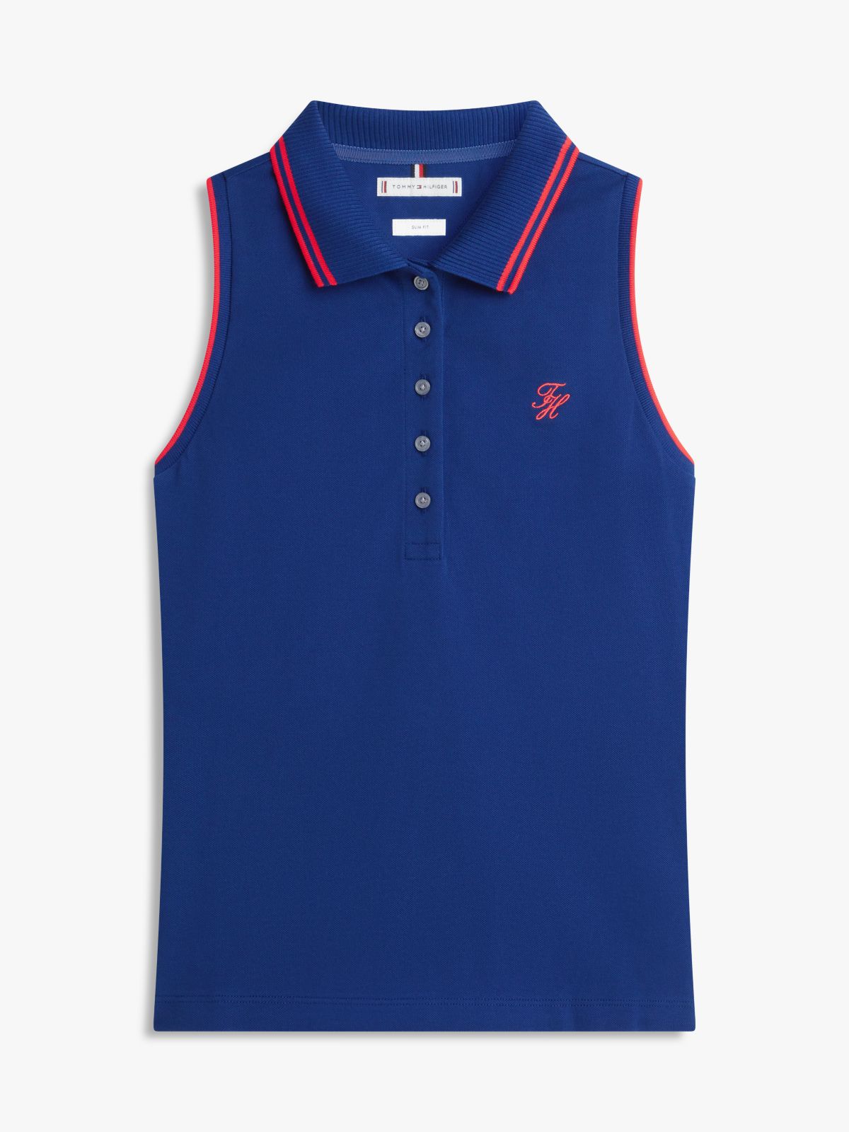 1985 Slim Fit Pique Sleeveless Polo Shirt — Blue