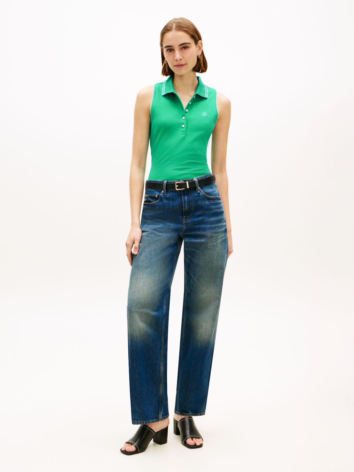 1985 Slim Fit Pique Sleeveless Polo Shirt — Green