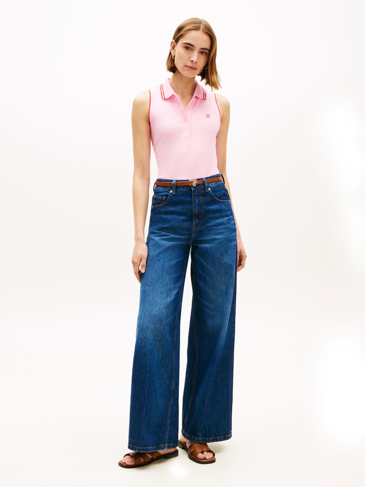 1985 Slim Fit Pique Sleeveless Polo Shirt — Pink