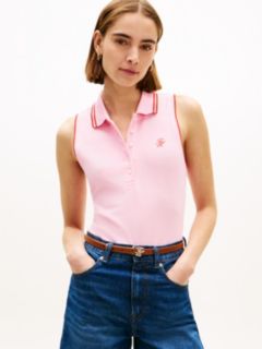 1985 Slim Fit Pique Sleeveless Polo Shirt — Pink 1