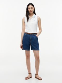 1985 Slim Fit Pique Sleeveless Polo Shirt — White 2