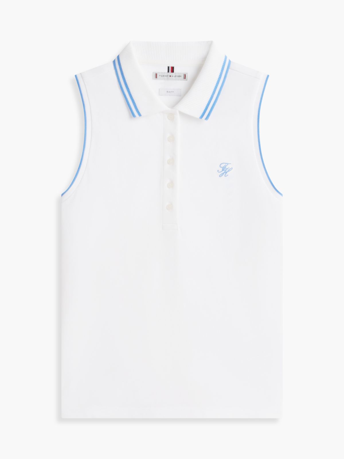 1985 Slim Fit Pique Sleeveless Polo Shirt — White