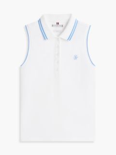 1985 Slim Fit Pique Sleeveless Polo Shirt — White 5