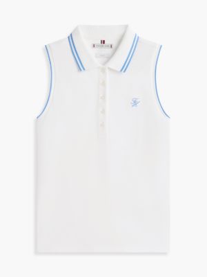 weiß 1985 ärmelloses slim fit poloshirt aus piqué für damen - tommy hilfiger