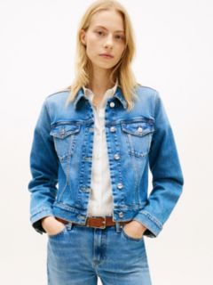 Flag Embroidery Slim Denim Jacket — Blue 1