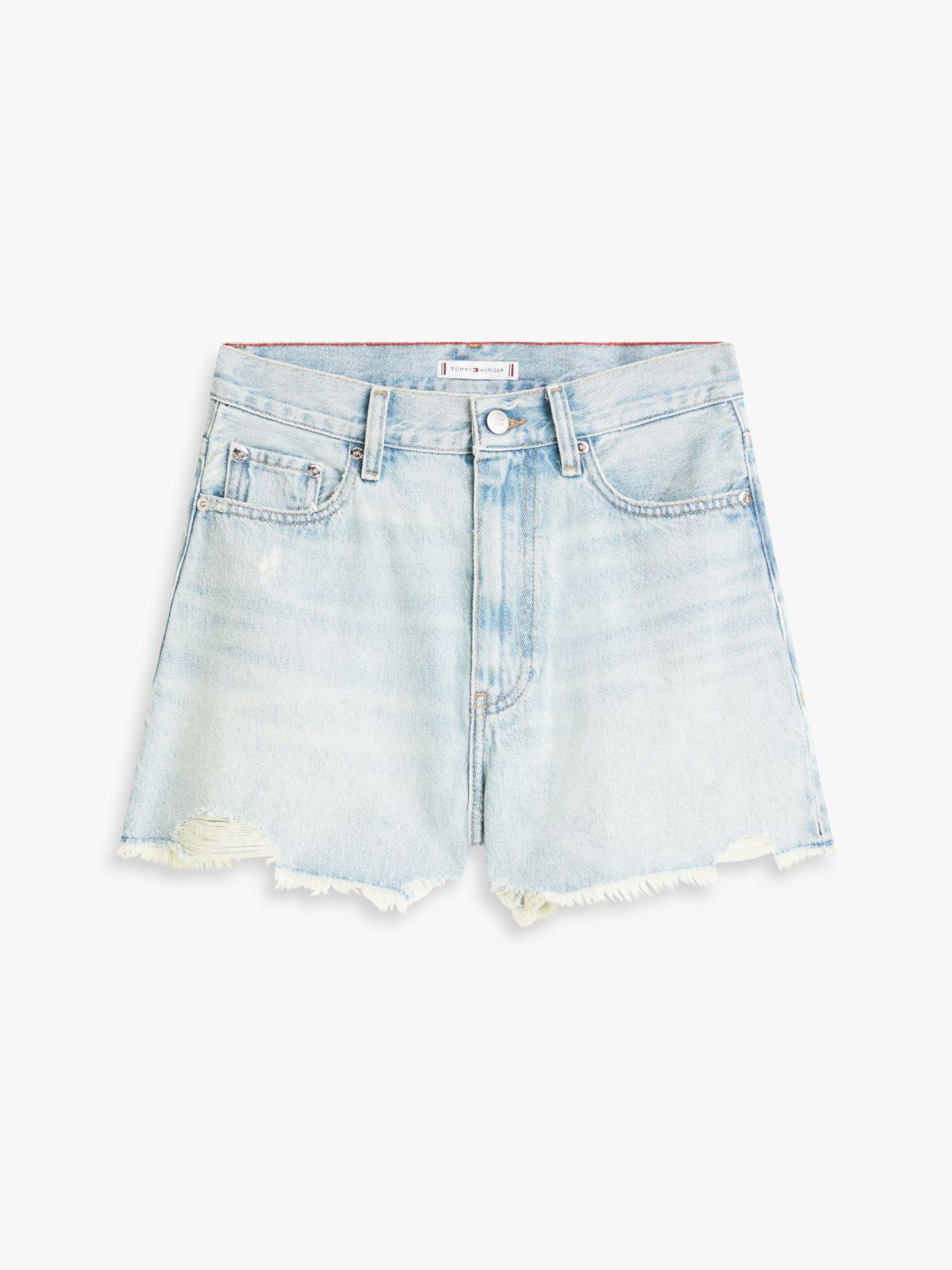 Distressed High Rise Wide Leg Denim Shorts — Blue