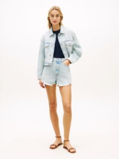 Distressed High Rise Wide Leg Denim Shorts — Blue 1