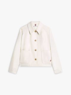 Water Repellent Collared Relaxed Short Jacket — Beige 6