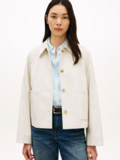Water Repellent Collared Relaxed Short Jacket — Beige 1
