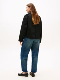 Water Repellent Collared Relaxed Short Jacket — Black 4