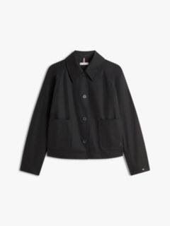 Water Repellent Collared Relaxed Short Jacket — Black 5