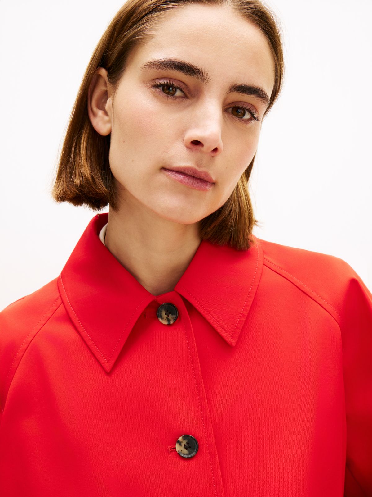 Water Repellent Collared Relaxed Short Jacket — Orange