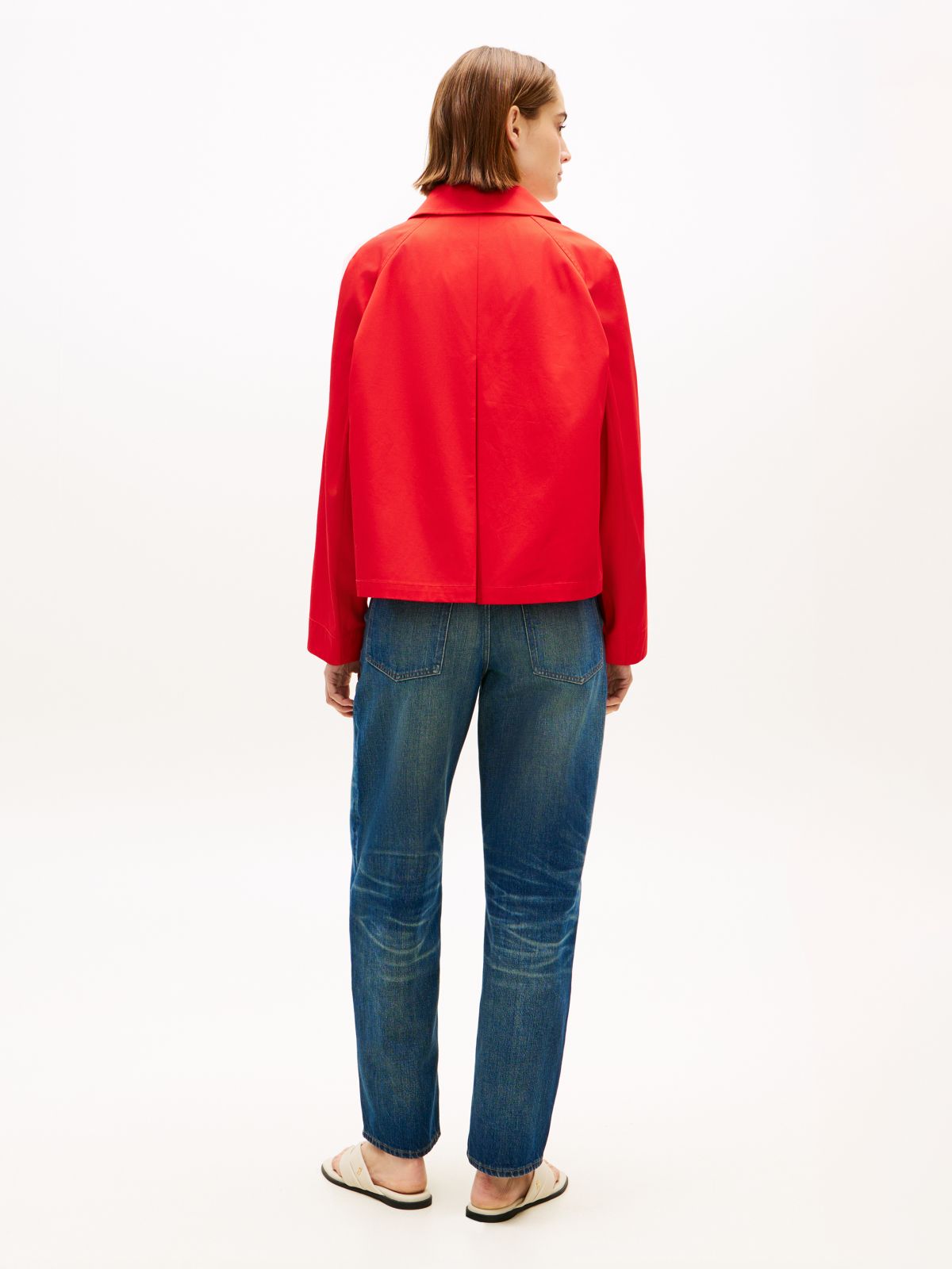 Water Repellent Collared Relaxed Short Jacket — Orange