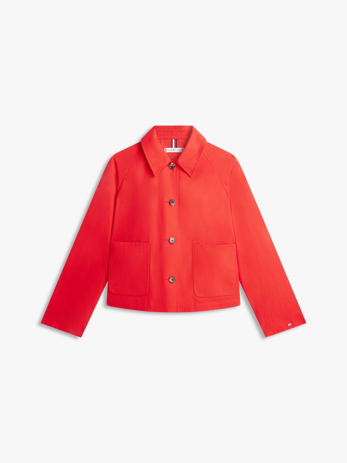 Water Repellent Collared Relaxed Short Jacket — Orange