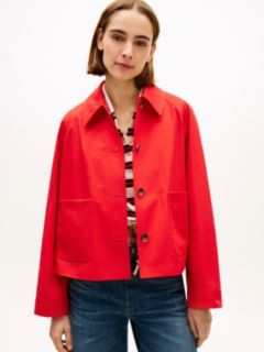 Water Repellent Collared Relaxed Short Jacket — Orange 1