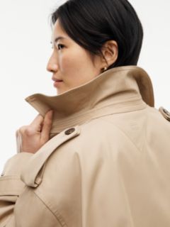 Water Repellent Relaxed Short Trench Coat — Beige 4