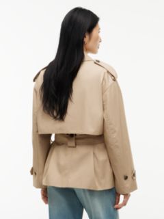 Water Repellent Relaxed Short Trench Coat — Beige 5