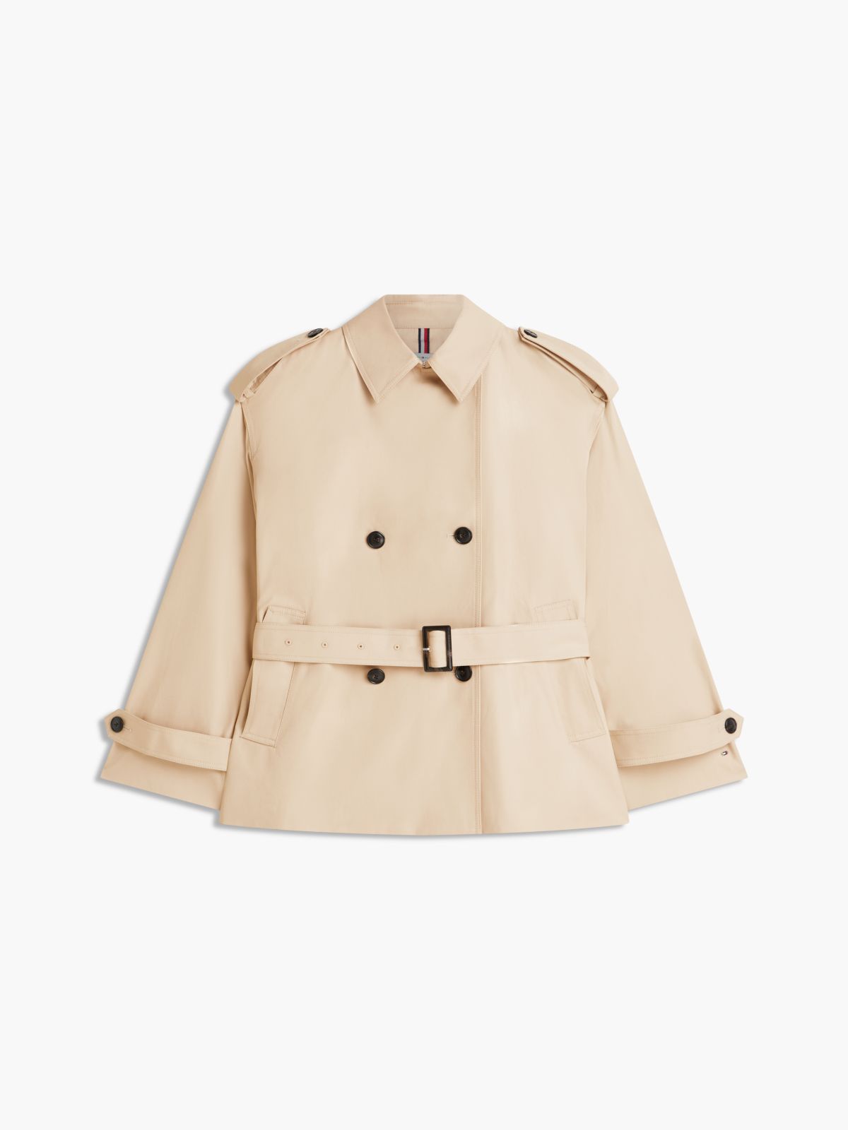 Water Repellent Relaxed Short Trench Coat — Beige