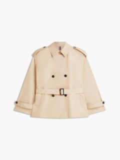 Water Repellent Relaxed Short Trench Coat — Beige 6