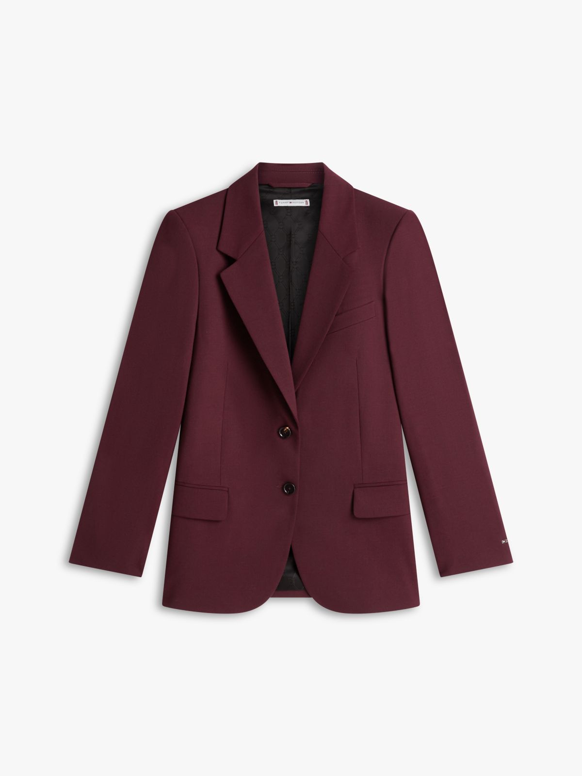Relaxed Fit Wool Blend Blazer — Red