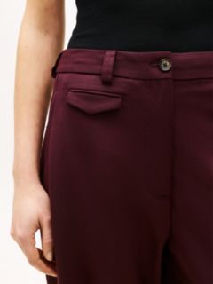 Wool Blend Loose Straight Leg Trousers — Red 3