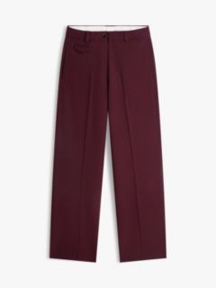 Wool Blend Loose Straight Leg Trousers — Red 5