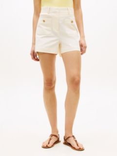 Crest Embossed Gold-Tone Button Shorts — Beige 2