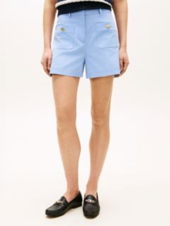 Crest Embossed Gold-Tone Button Shorts — Blue 2