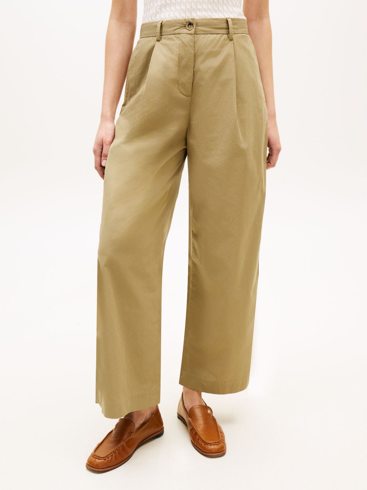 Washed Wide Leg Trousers — Brown