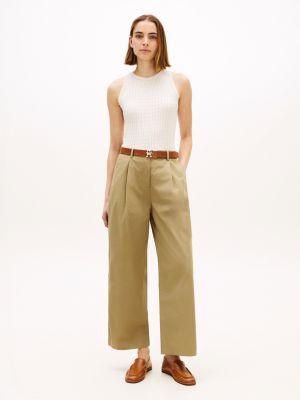 brown broek met wassing en wijde fit voor dames - tommy hilfiger
