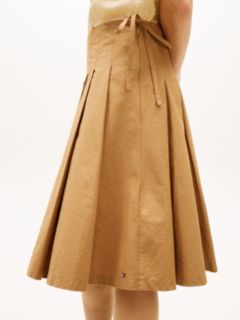 Washed Pleated Midi Skirt — Khaki 3